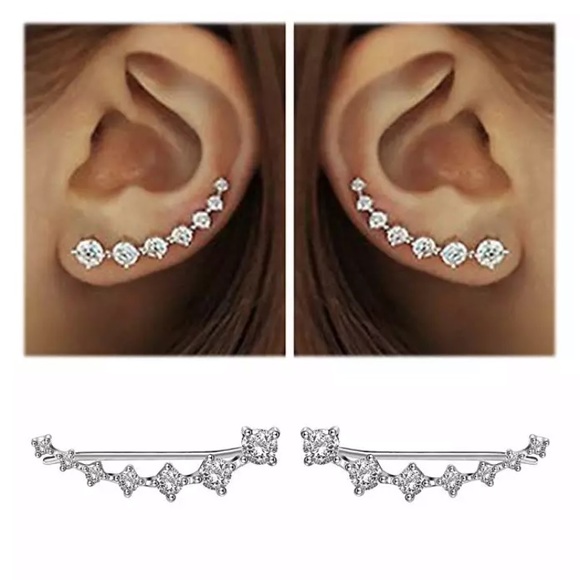 Bling Sparkly Earring Climbers - gold posts - Picture 2 of 4